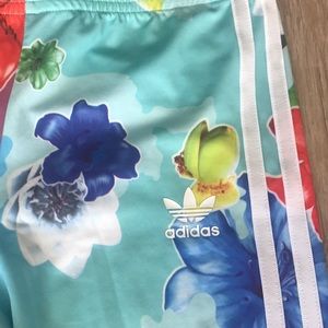 Girls Adidas floral leggings 11-12 teal